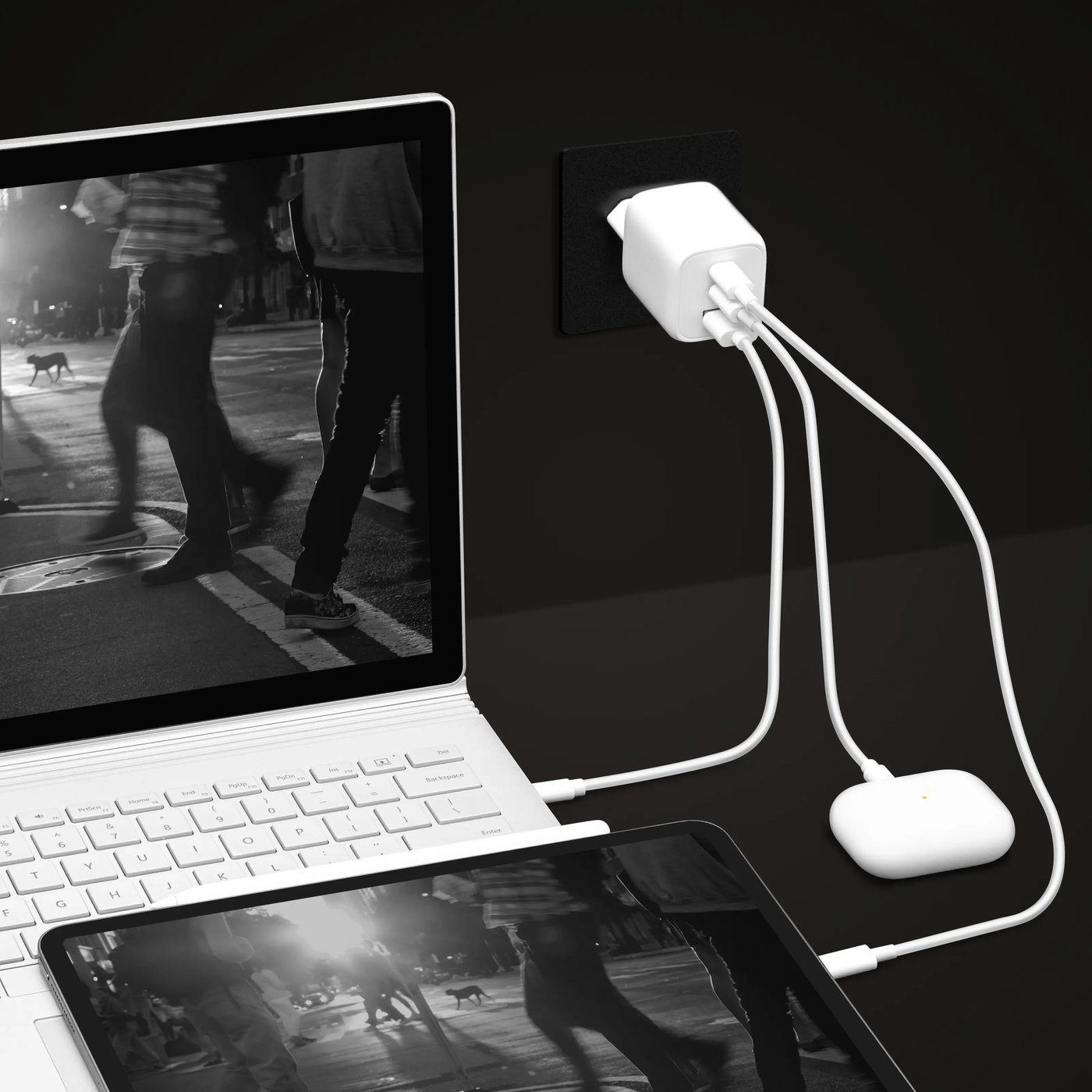 Linocell Premium GaN USB-C laddare med PD 65 W Vit