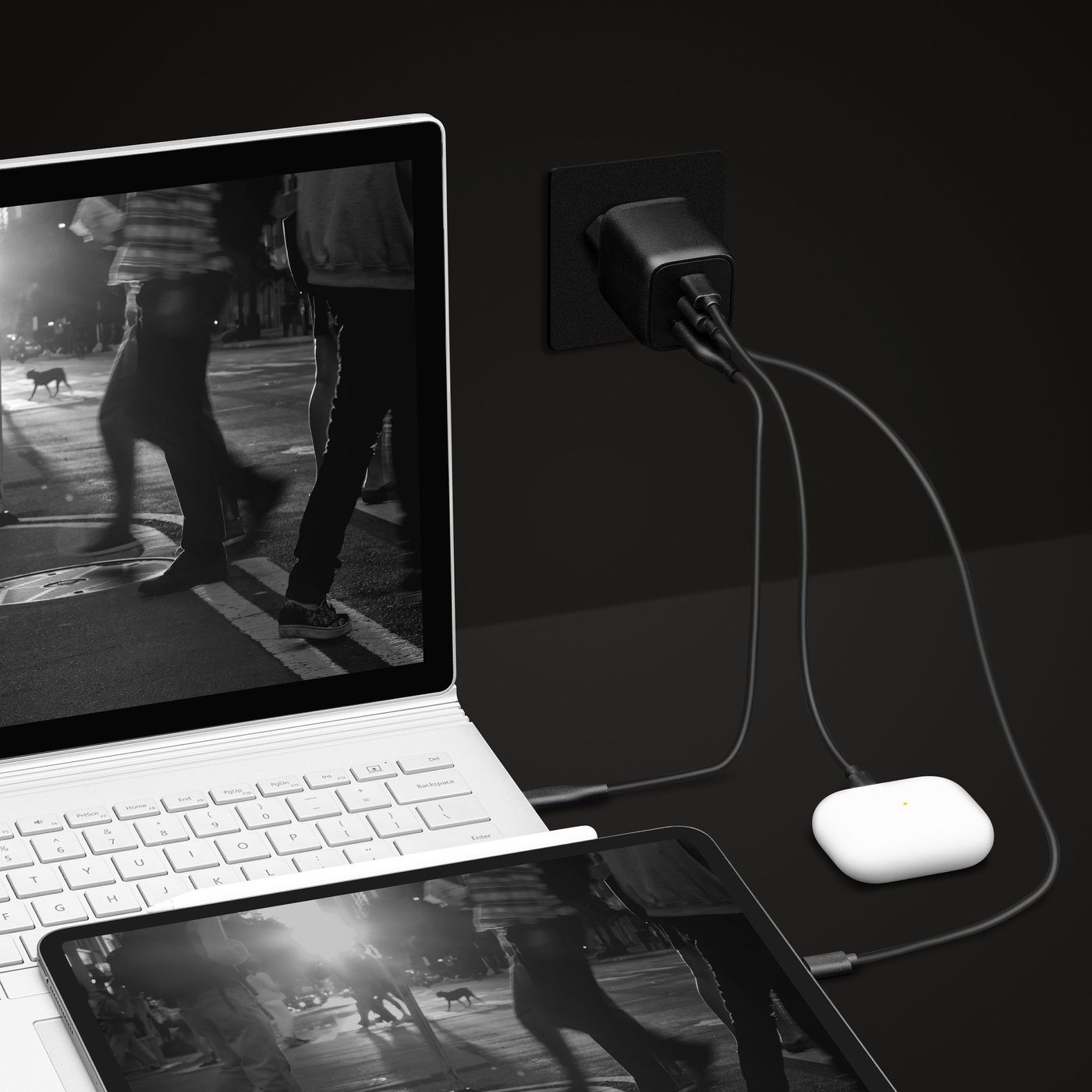 Linocell Premium GaN USB-C lader med PD 65 W Svart