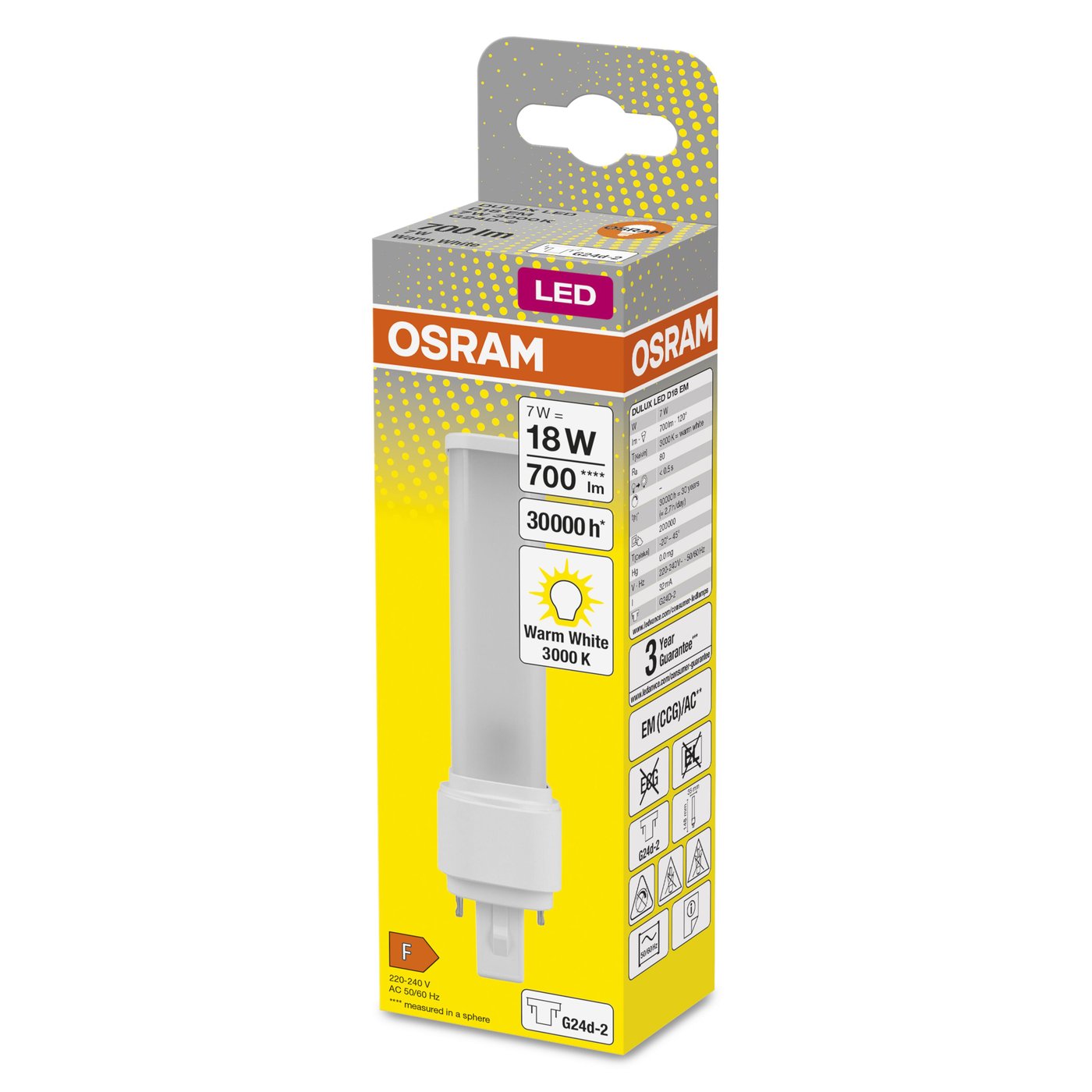 Osram LED-kompaktlysrör G24D 700 lm