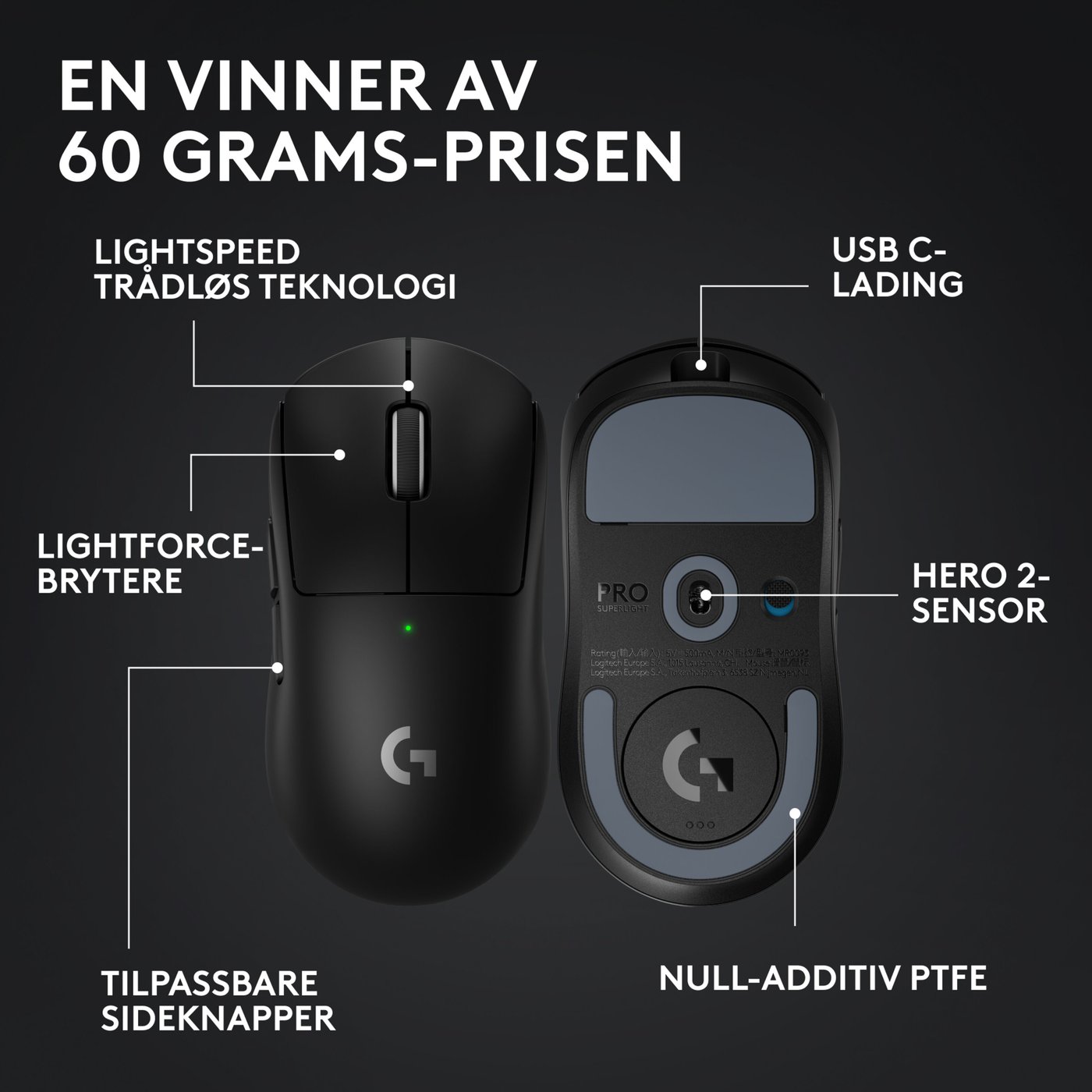 Logitech G Pro X Superlight 2 Trådløs mus
