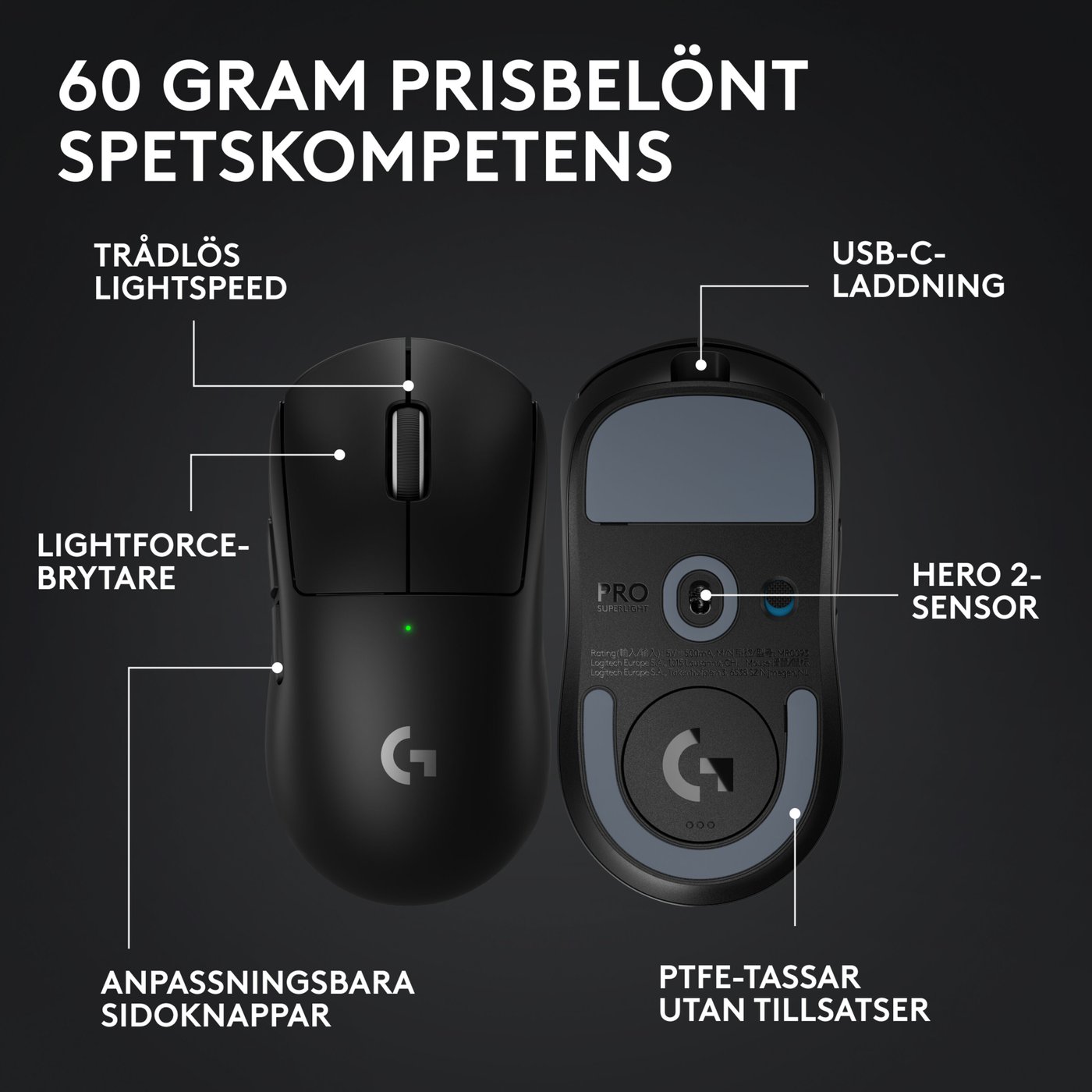 Logitech G Pro X Superlight 2 Trådlös mus