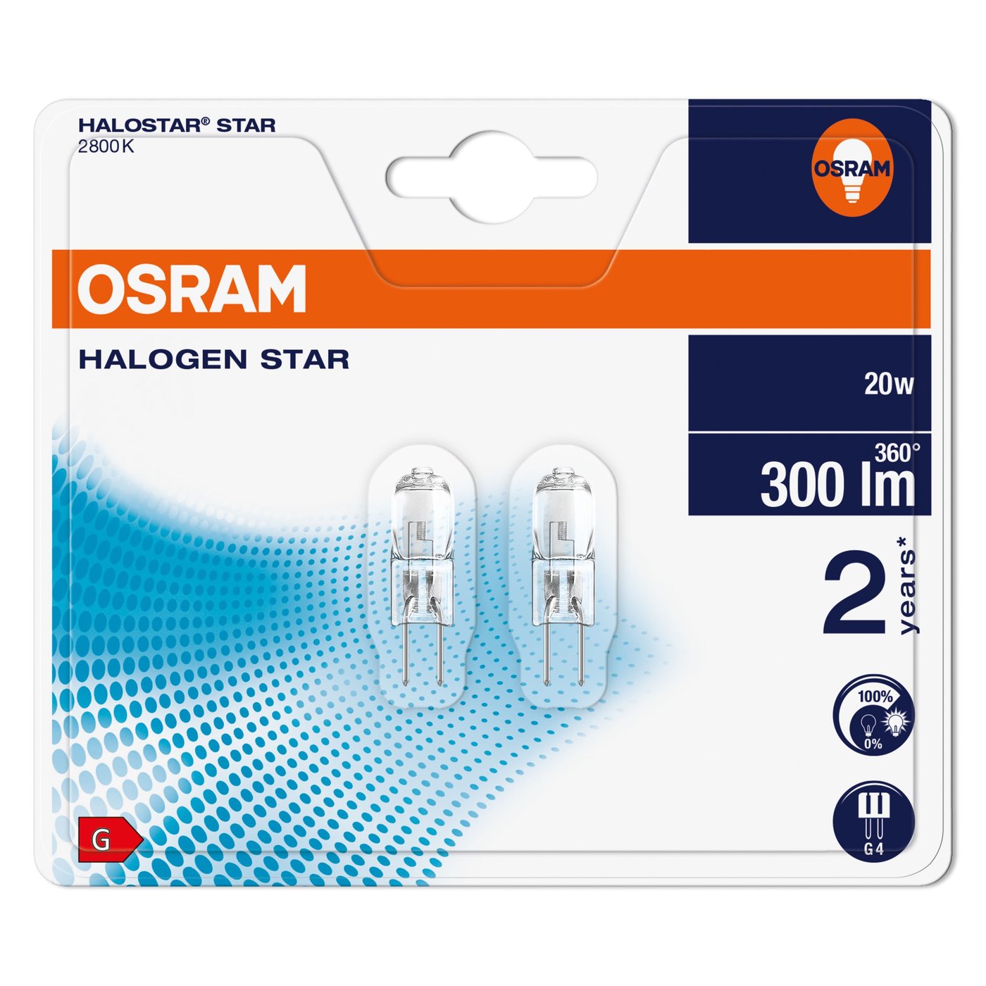 Osram Halogenlampor G4 2-pack 300 lm, 20 W