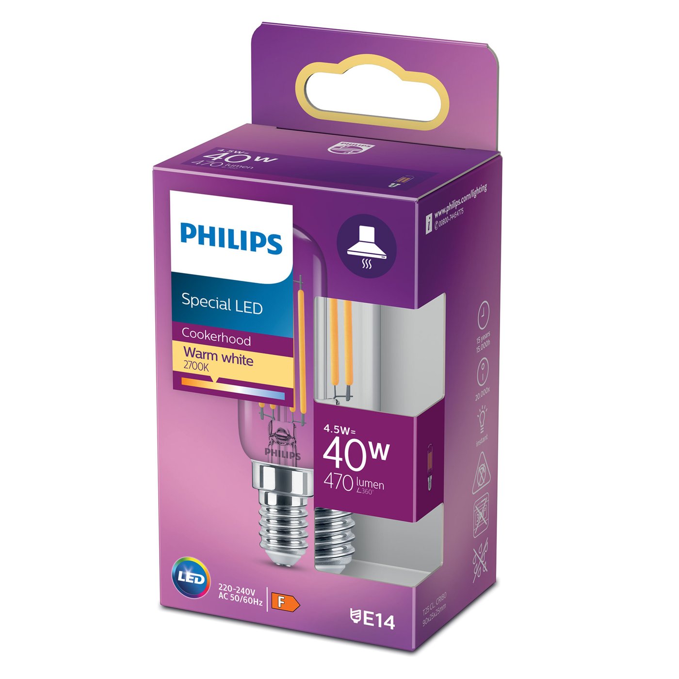 Philips LED-lampa Päron E14 470 lm
