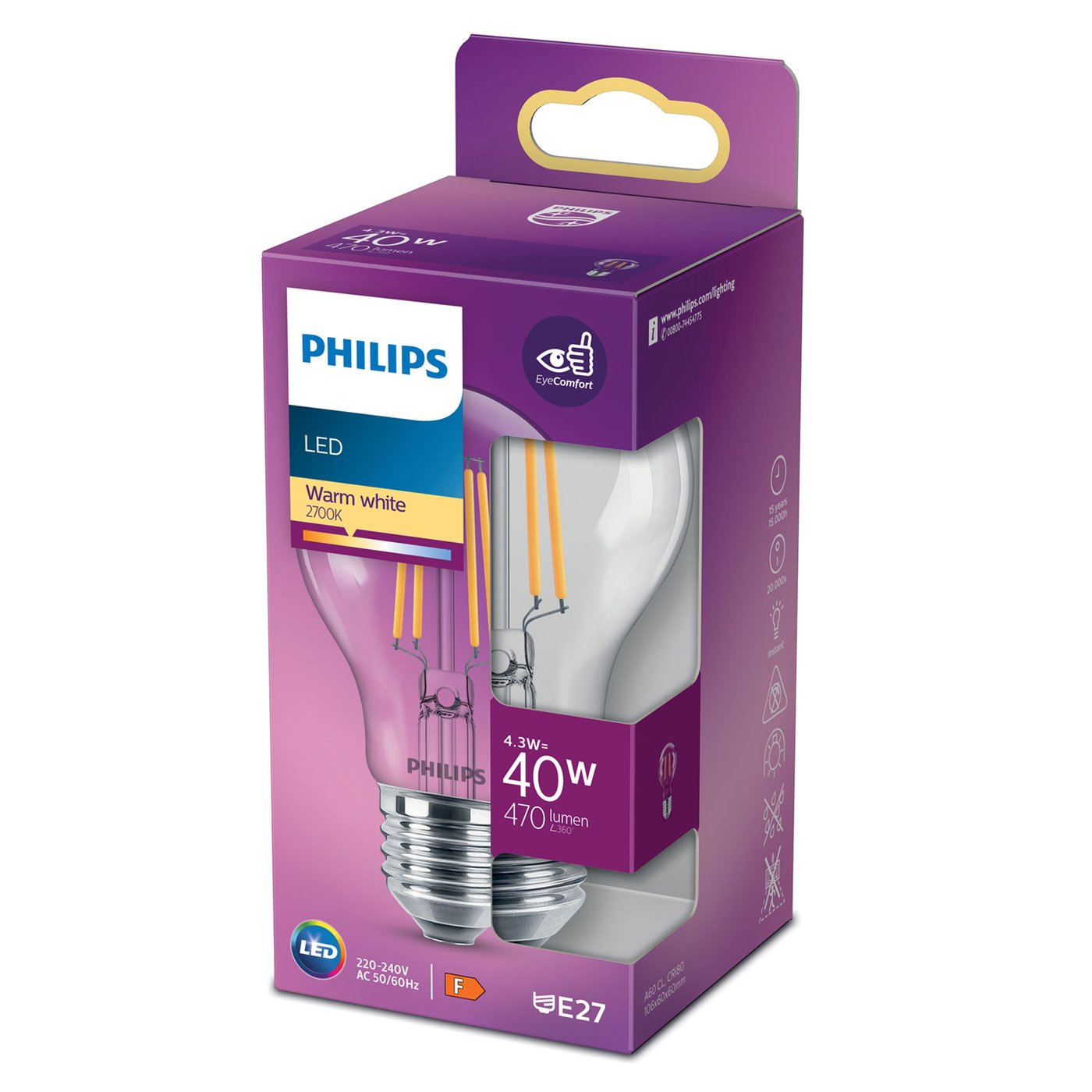 Philips Globlampa LED E27 470 lm