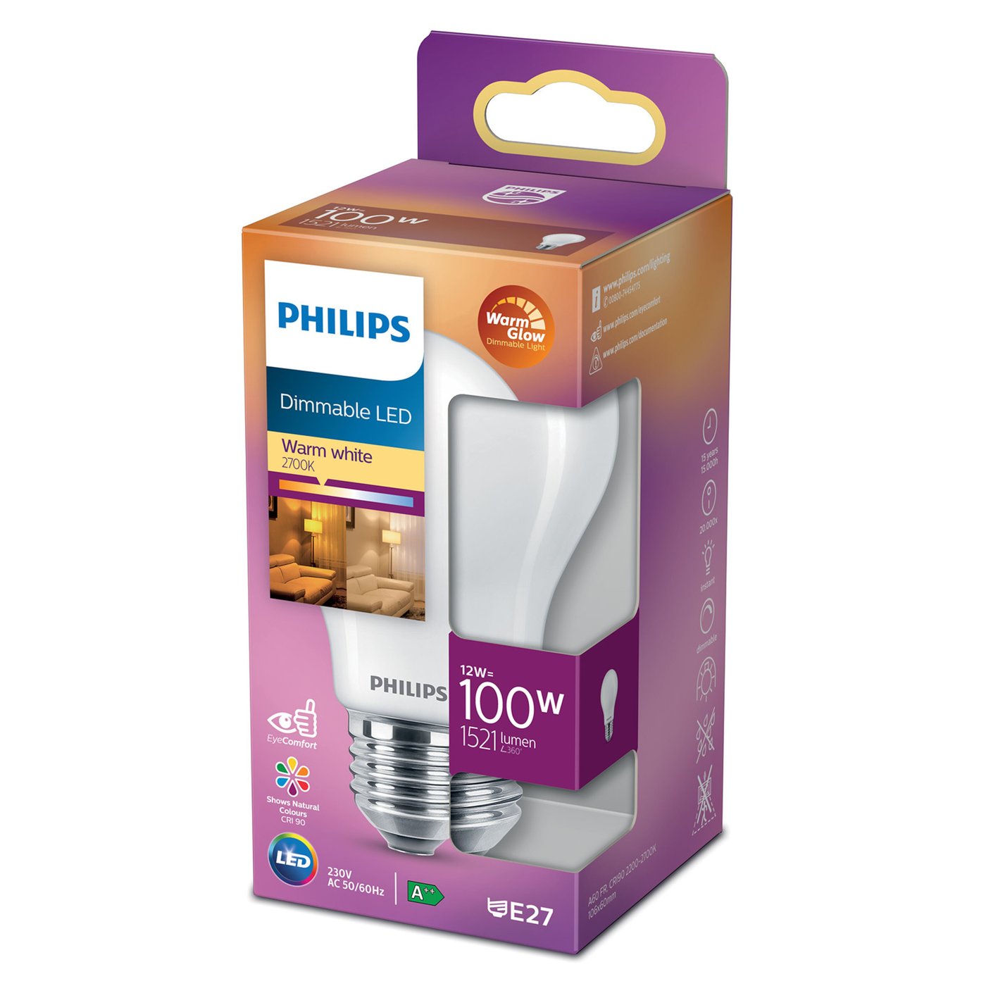 Philips Dimbar LED-lampa E27 1521 lm
