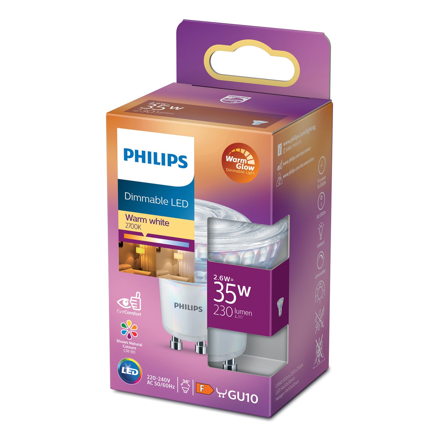 Philips LED-lampa GU10 230 lm