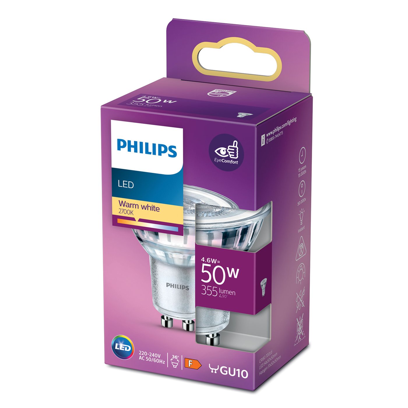 Philips LED-pære GU10 355 lm