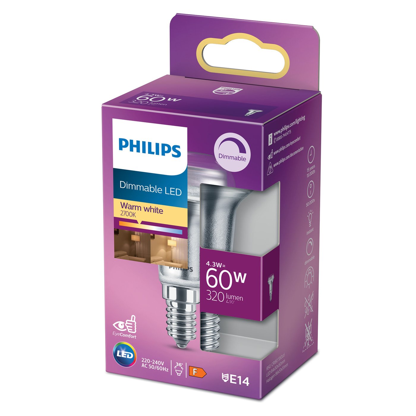 Philips LED-lampa Reflektor E14 320 lm