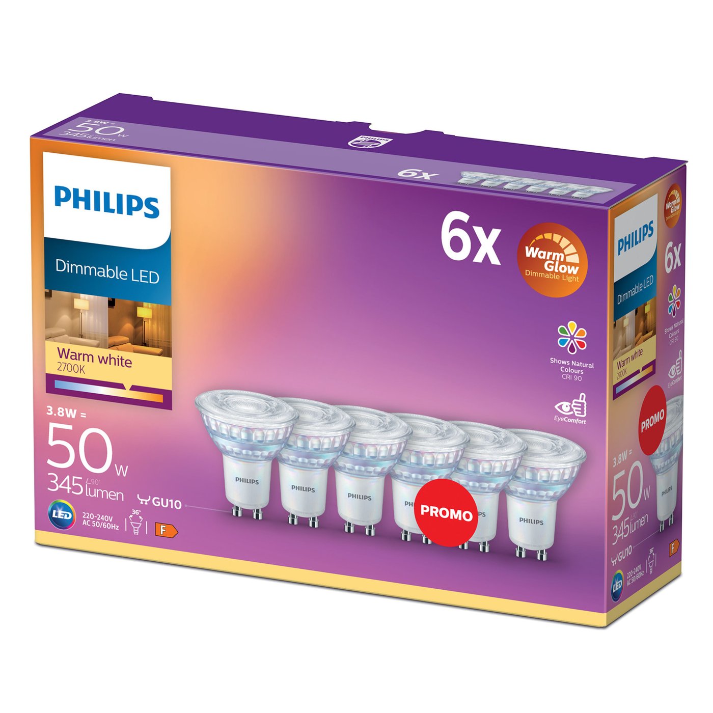 Philips LED-lampa GU10 345 lm 6-pack