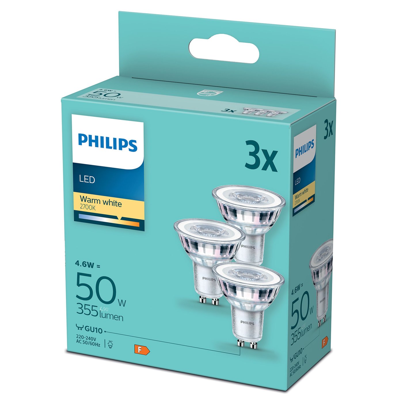 Philips LED-lampa GU10 355 lm 3-pack