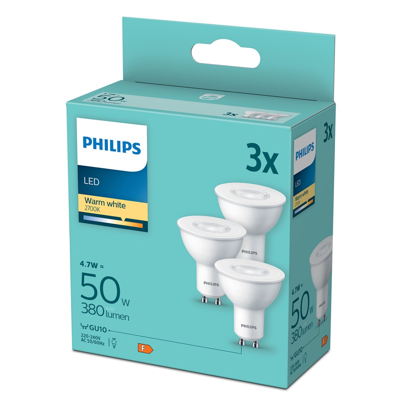 Philips LED-lampa GU10 380 lm 3-pack