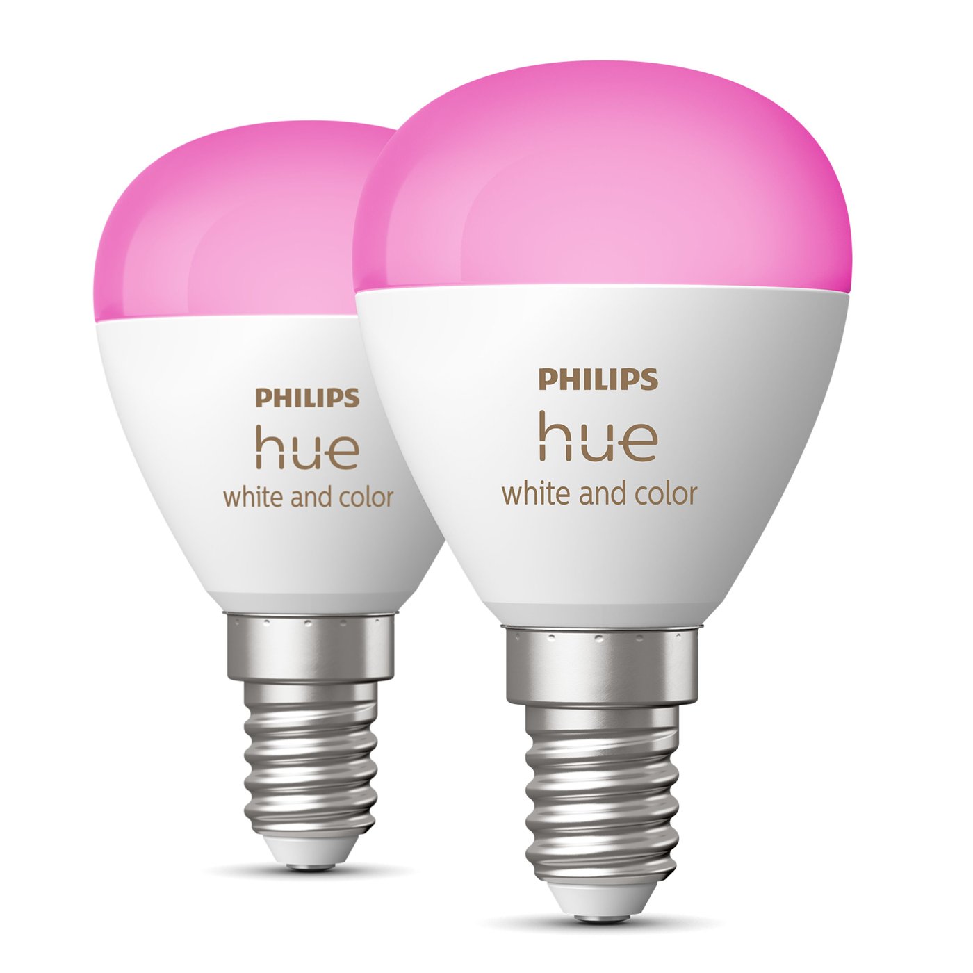 Philips Hue Luster Kuleformet LED-pære White and Color Ambiance E14 470 lm 2-pk.