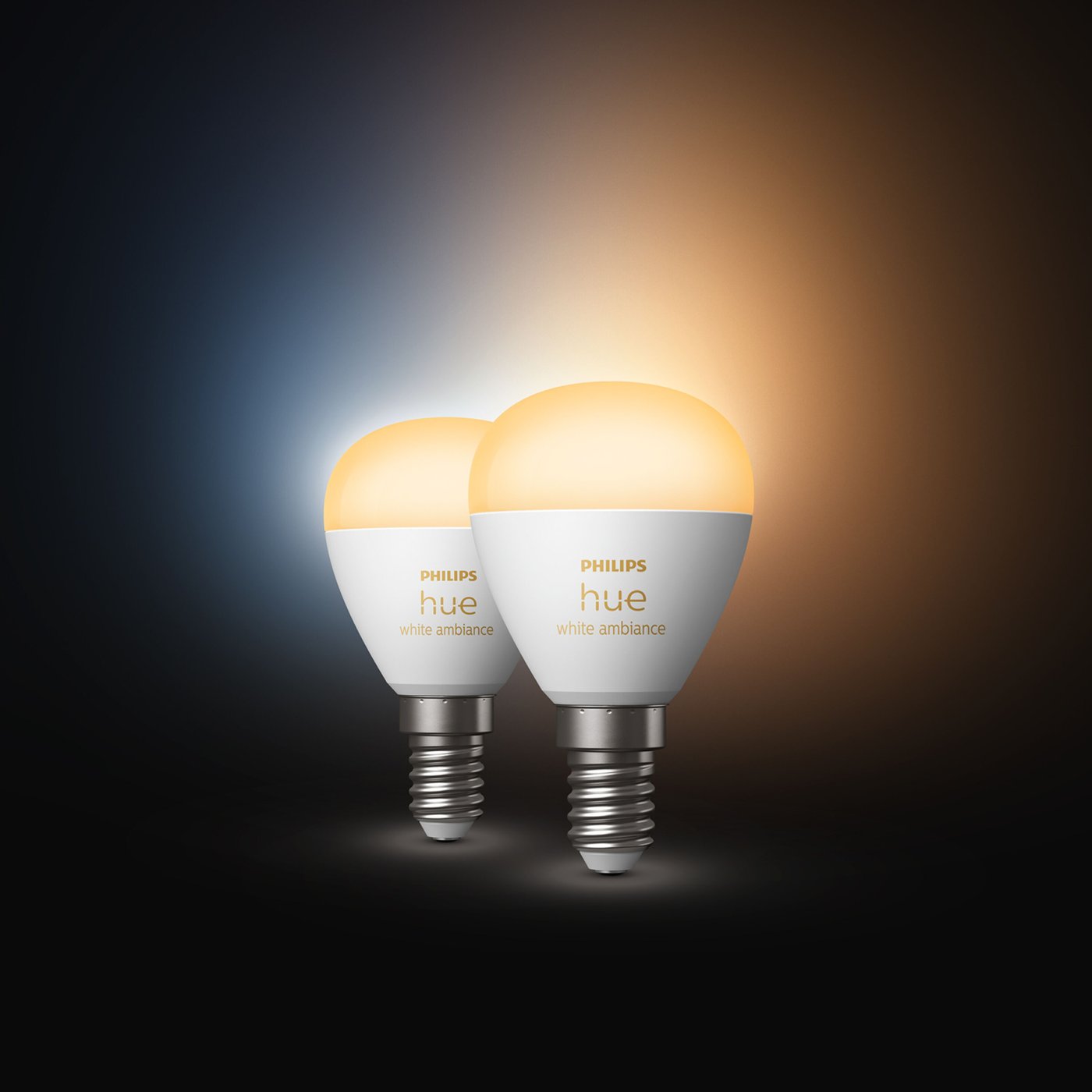 Philips Hue Luster Kuleformet LED-pære White Ambiance E14 470 lm 2-pk.