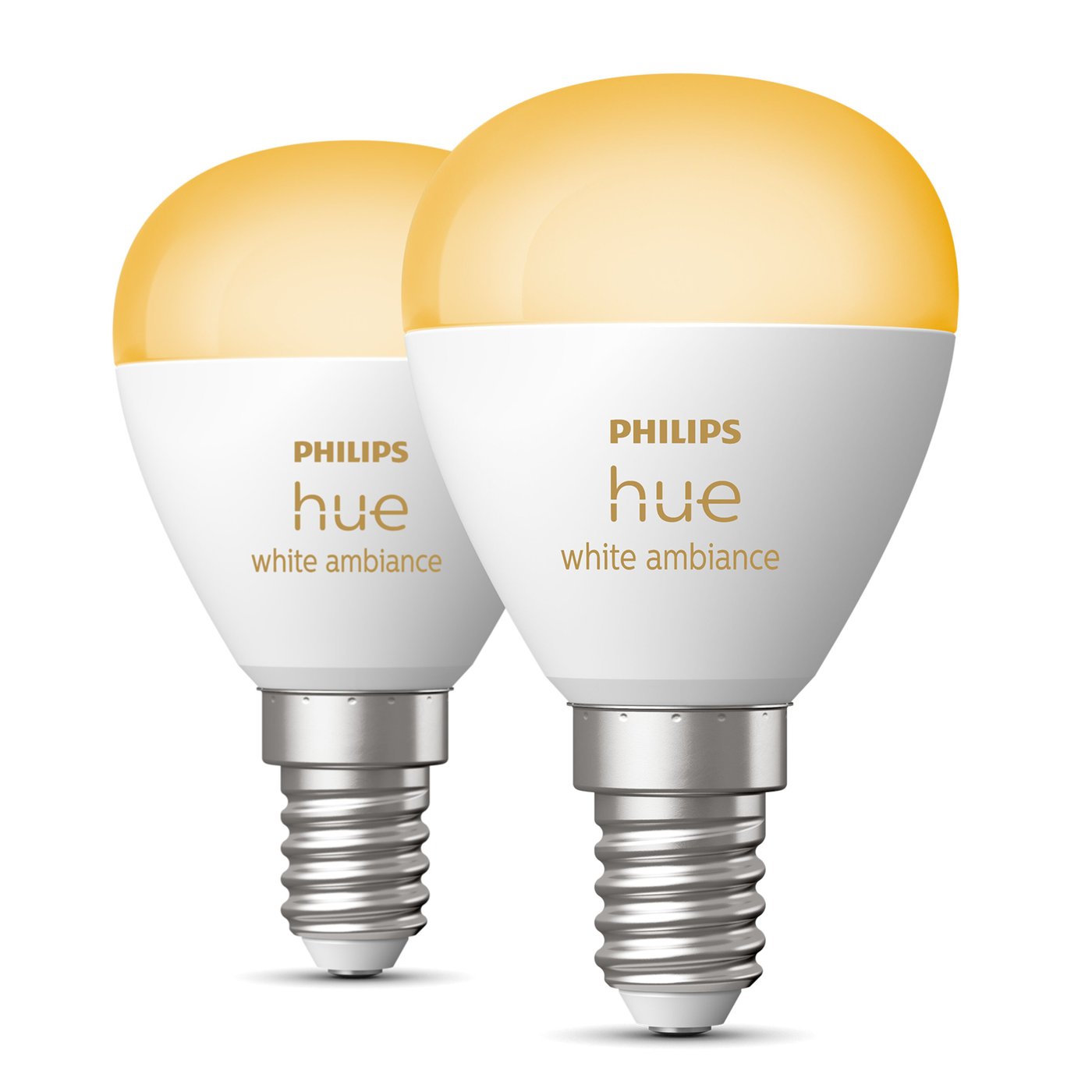Philips Hue Luster Kuleformet LED-pære White Ambiance E14 470 lm 2-pk.