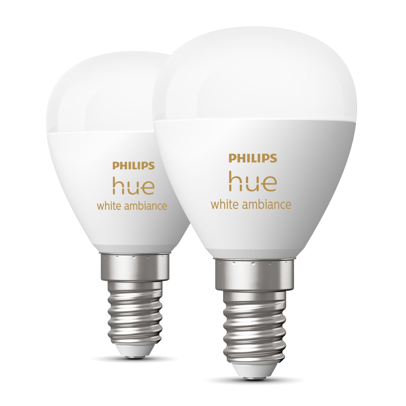 Philips Hue Luster Kuleformet LED-pære White Ambiance E14 470 lm 2-pk.