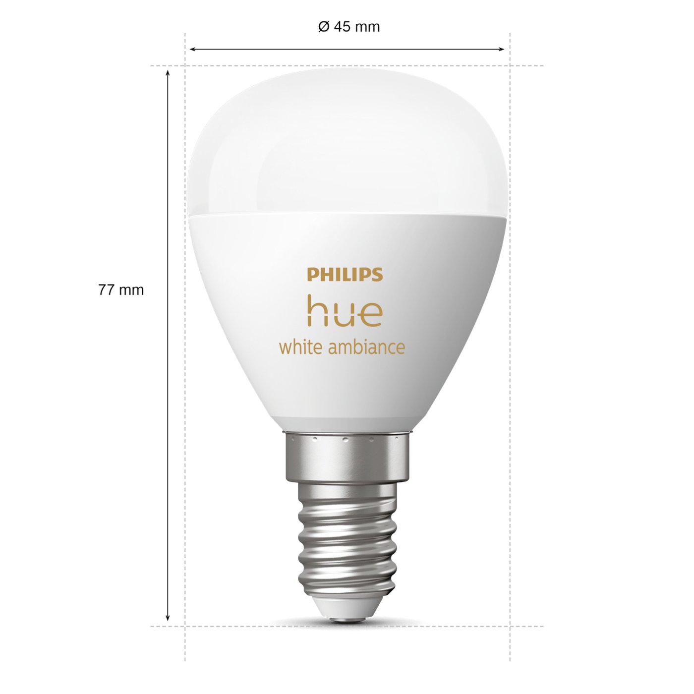 Philips Hue Luster Kuleformet LED-pære White Ambiance E14 470 lm 2-pk.