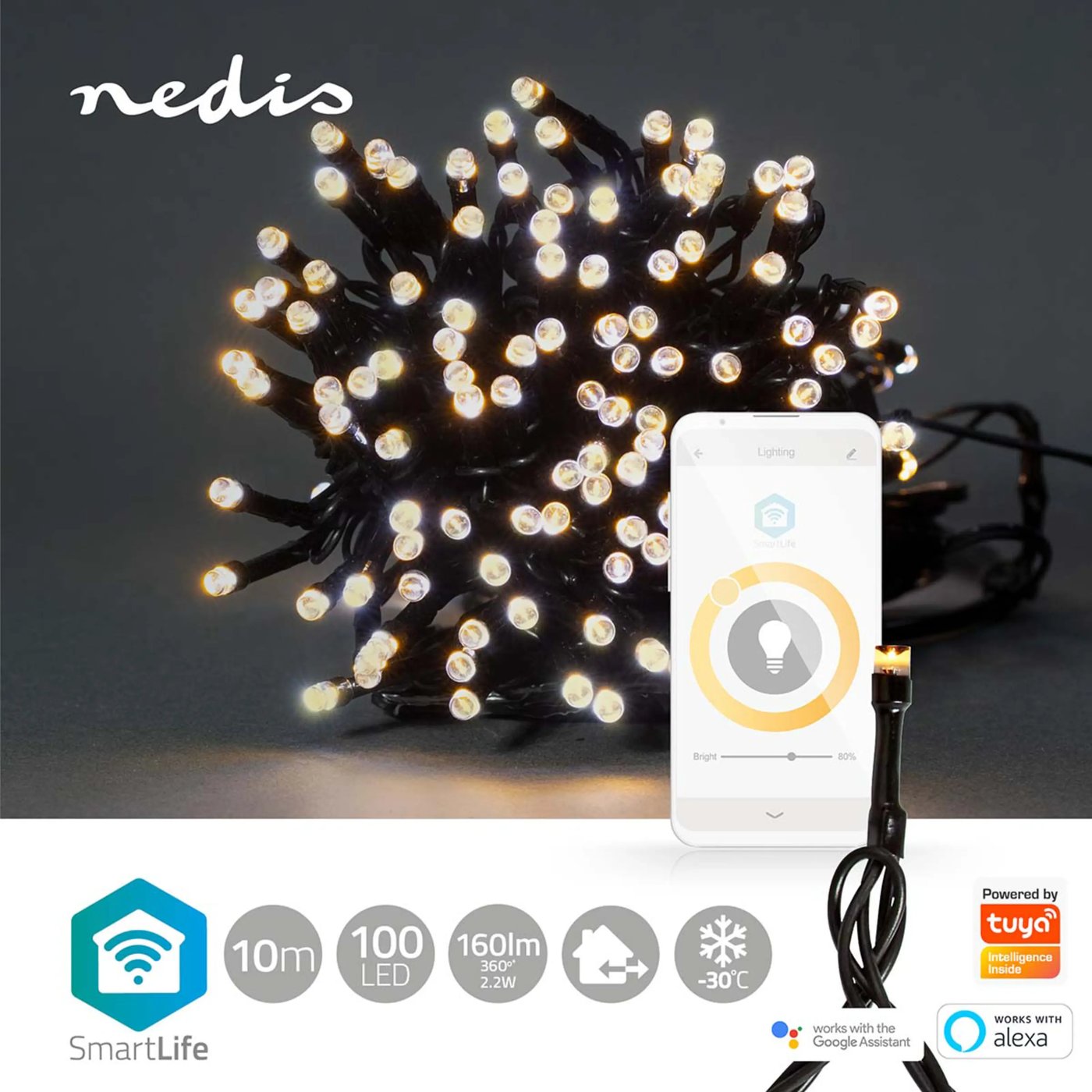 Nedis SmartLife Varmhvit Lyslenke 10 m