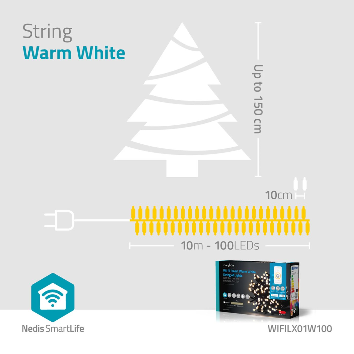 Nedis SmartLife Varmhvit Lyslenke 10 m