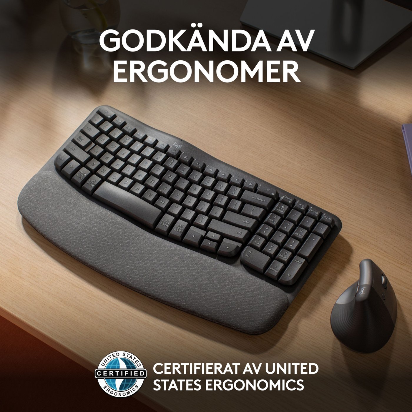 Logitech Wave Keys Trådlöst Ergonomiskt tangentbord