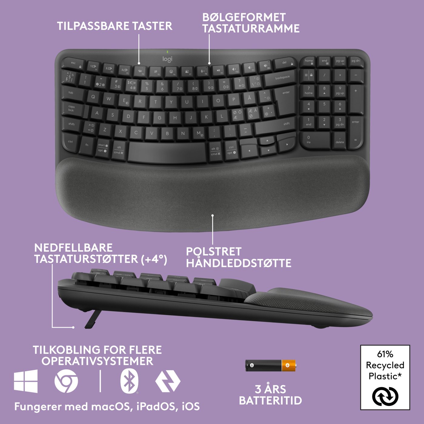 Logitech Mx Wave Keys Trådløst og ergonomisk tastatur