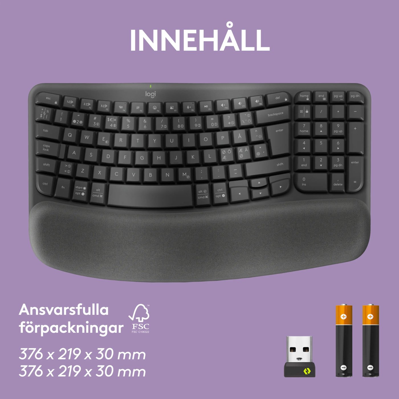 Logitech Wave Keys Trådlöst Ergonomiskt tangentbord