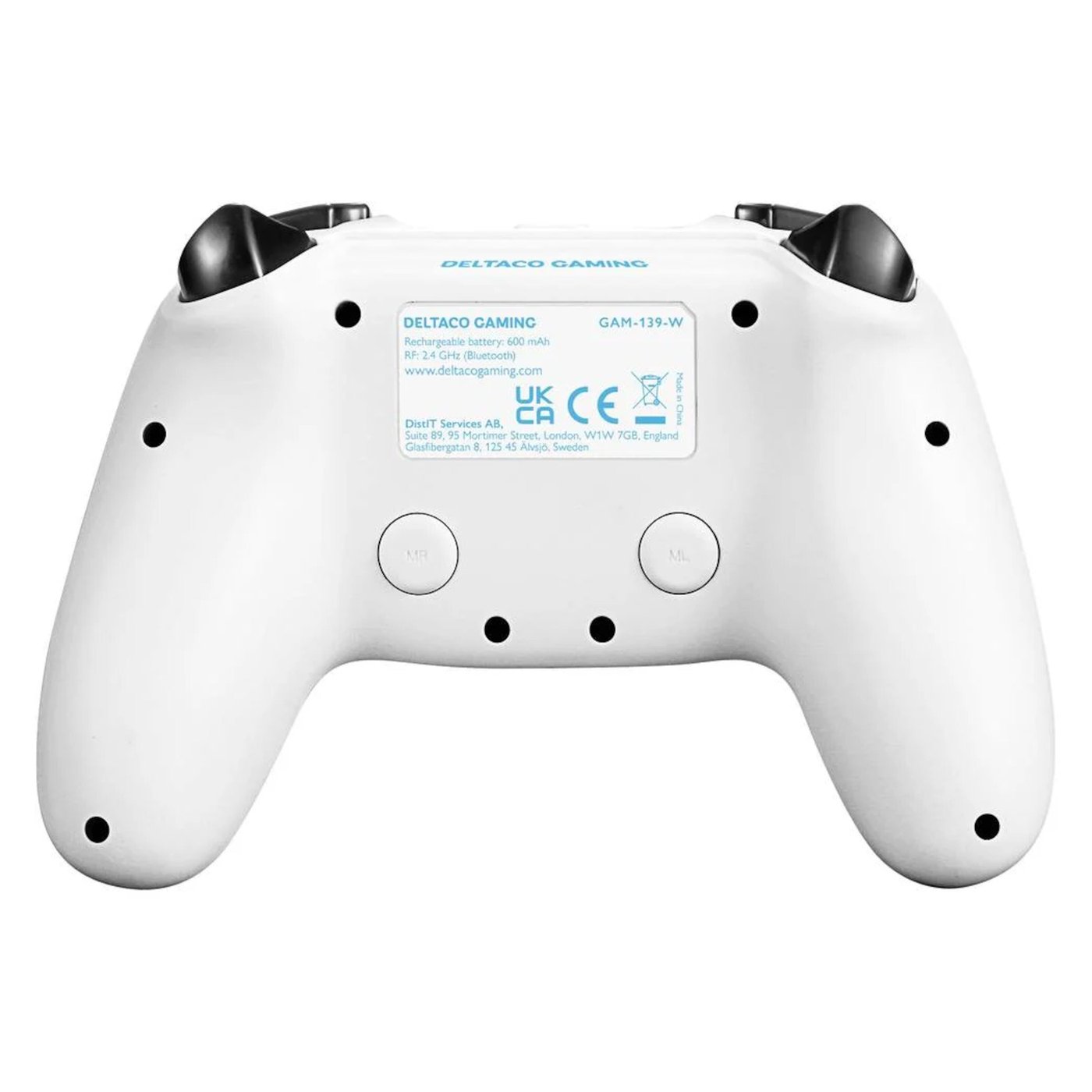 Deltaco Trådløs håndkontroller for PS4 og PC Hvit