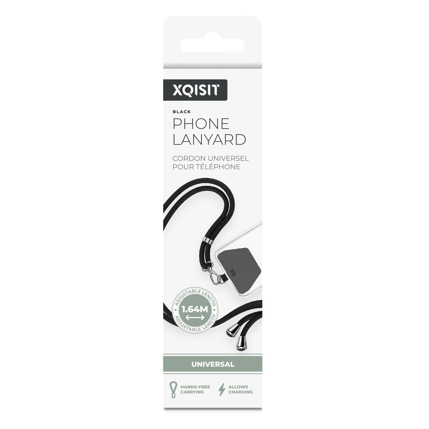 Xqisit Phone Strap Universal mobilrem för mobilskal Svart