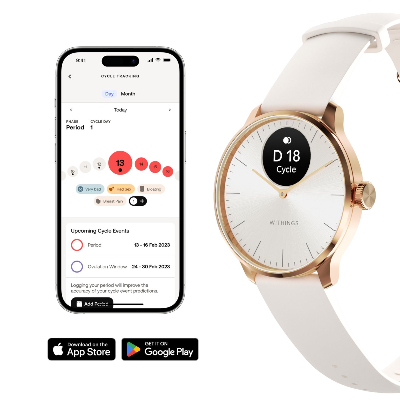 Withings Scanwatch Light Smartklokke med klassisk urskive 37 mm Rose Gold