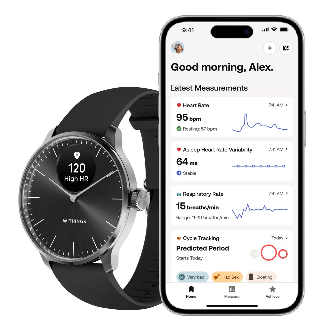 Withings Scanwatch Light Smartklokke med klassisk urskive 37 mm Svart