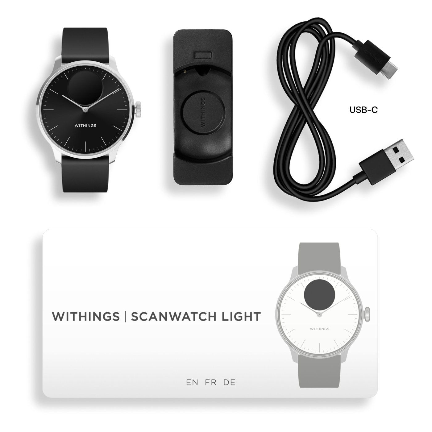 Withings Scanwatch Light Smartklocka med klassisk urtavla 37 mm Svart
