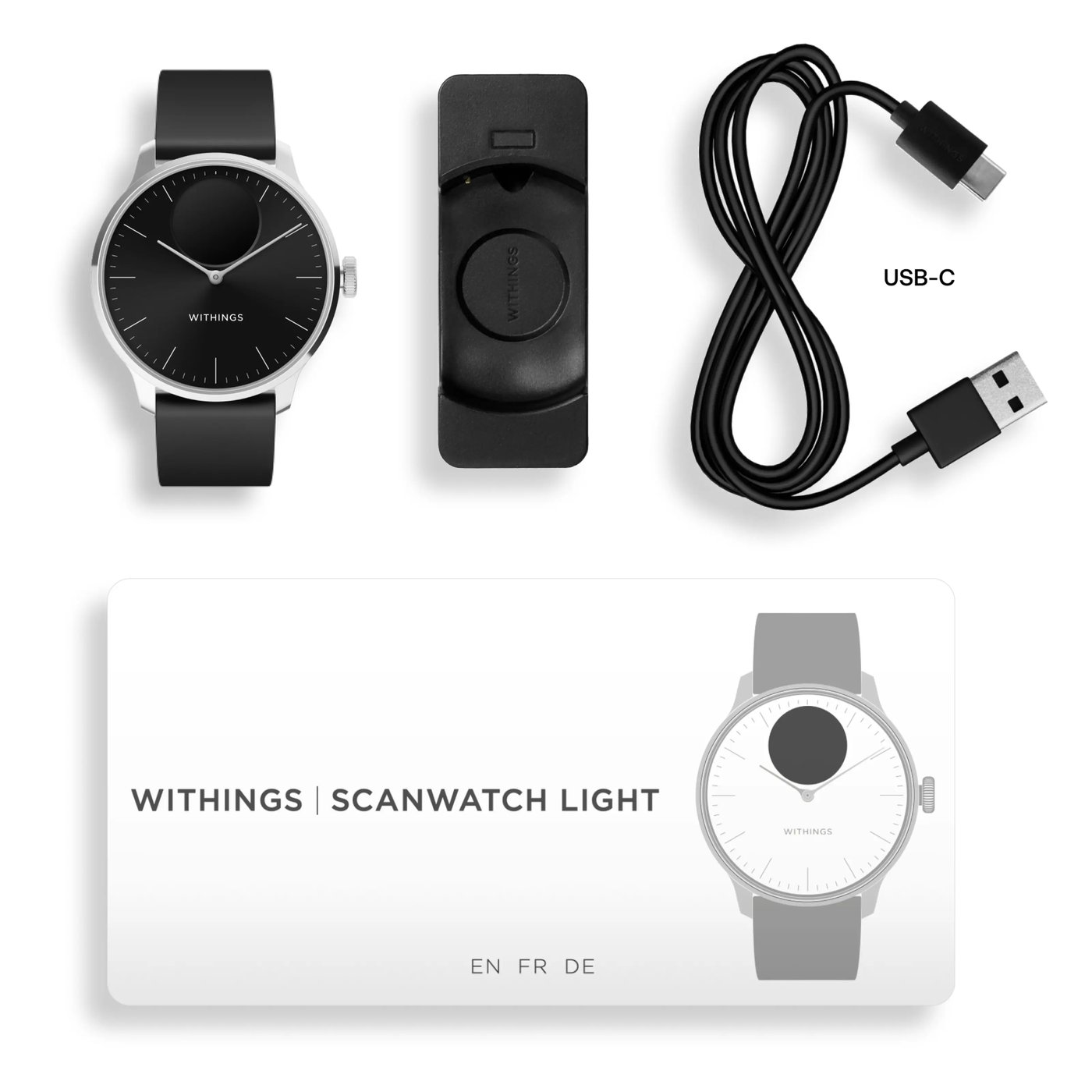 Withings Scanwatch Light Smartklokke med klassisk urskive 37 mm Svart