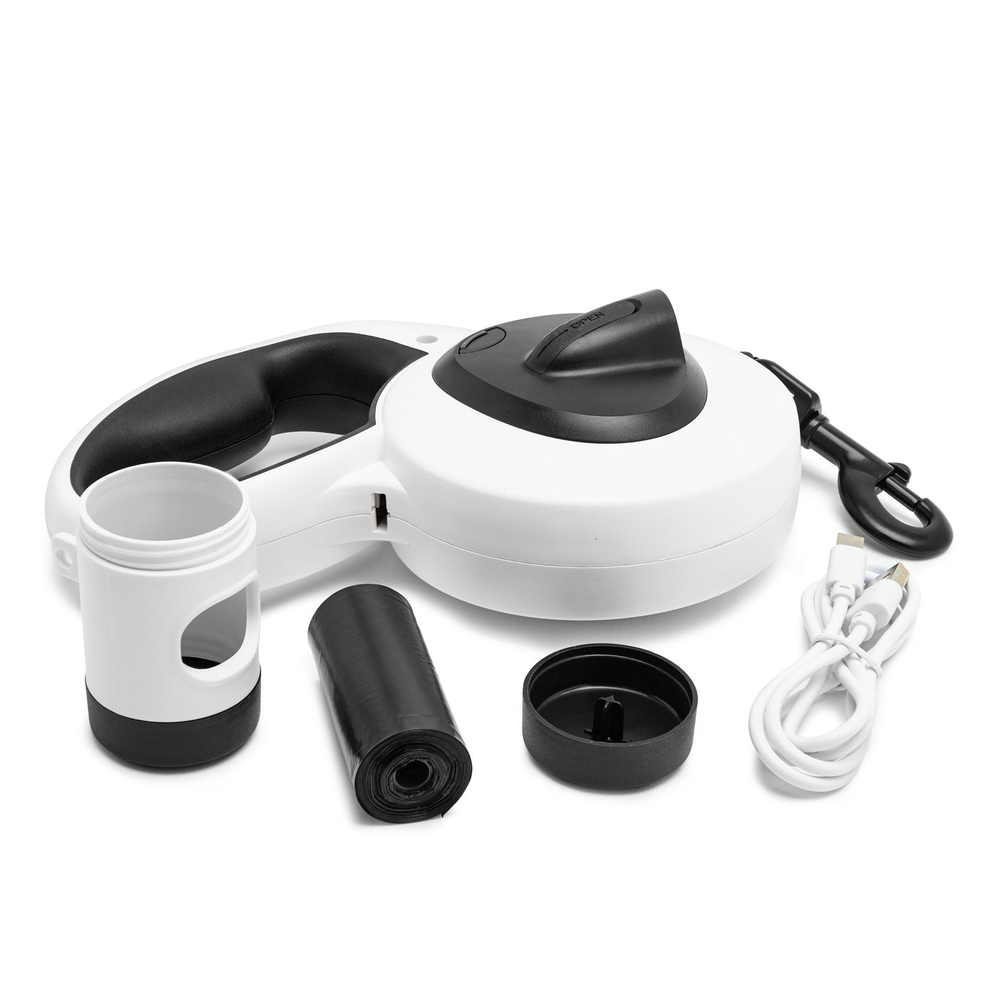 Luxorparts Hundebånd med belysning og poseholder 5 m