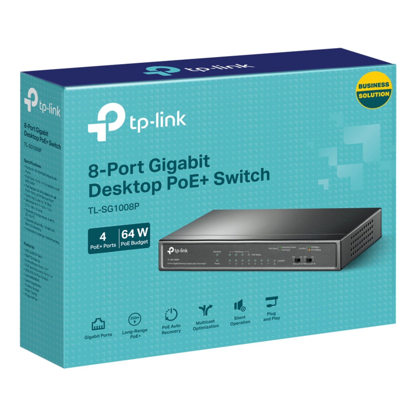 TP-link TL-SG1008P PoE+-gigabitswitch 8 porter