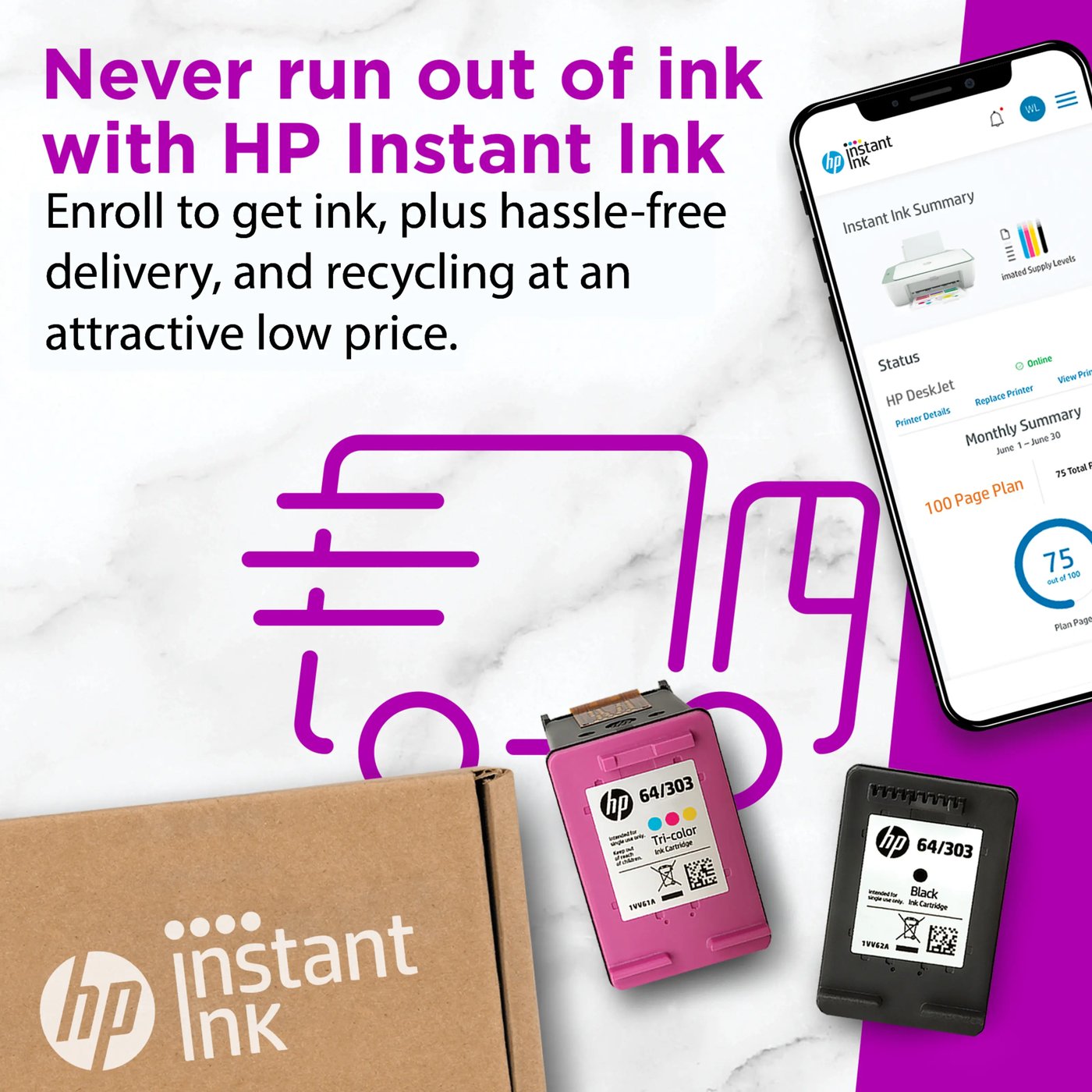 HP DeskJet 2821e Multifunktionsskrivare