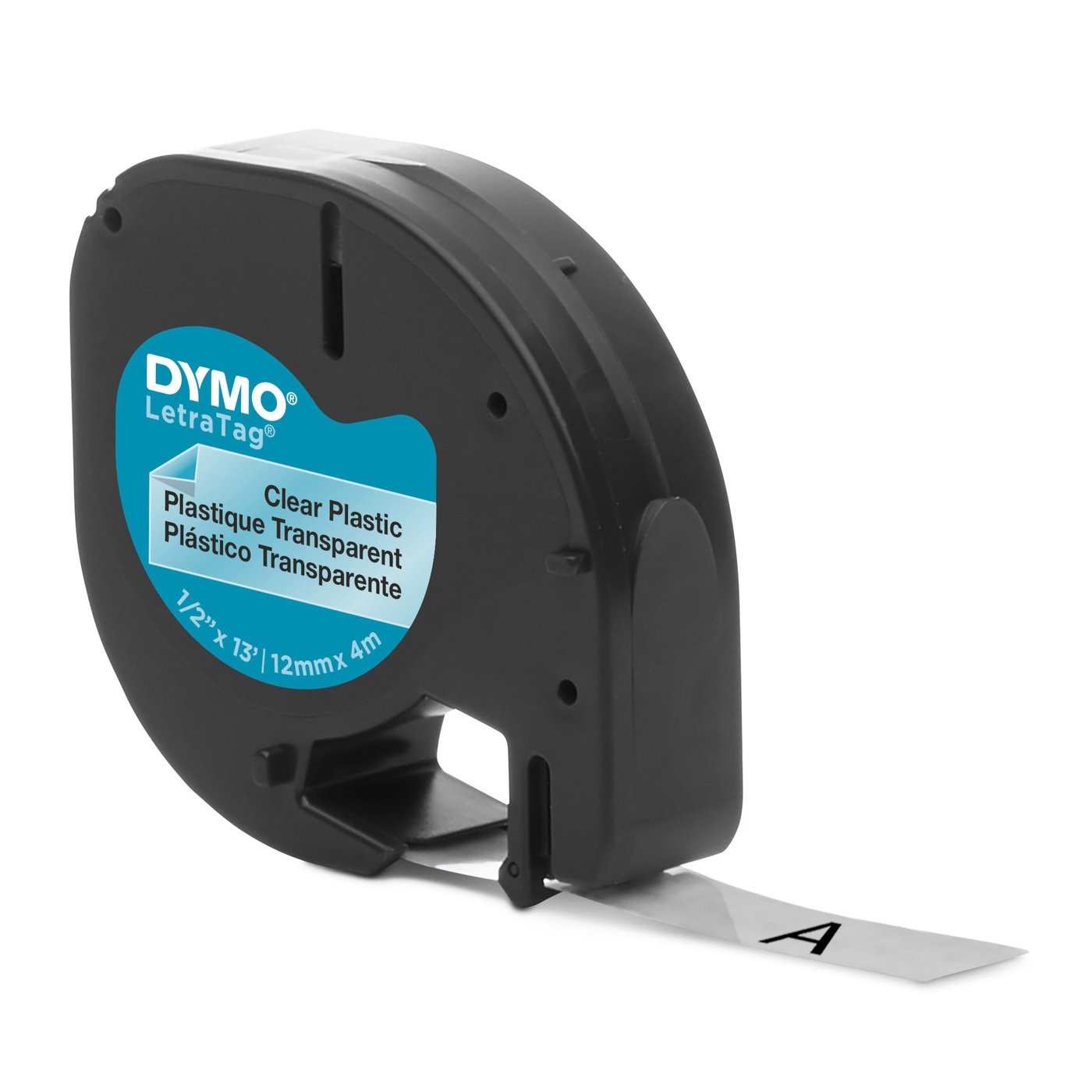 Dymo Letratag merketape av plast 12 mm Klar