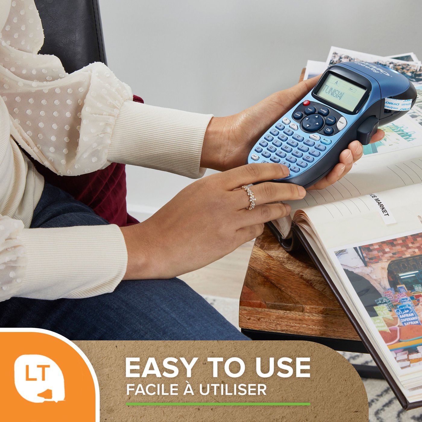 Dymo Letratag merketape av plast 12 mm Hvit