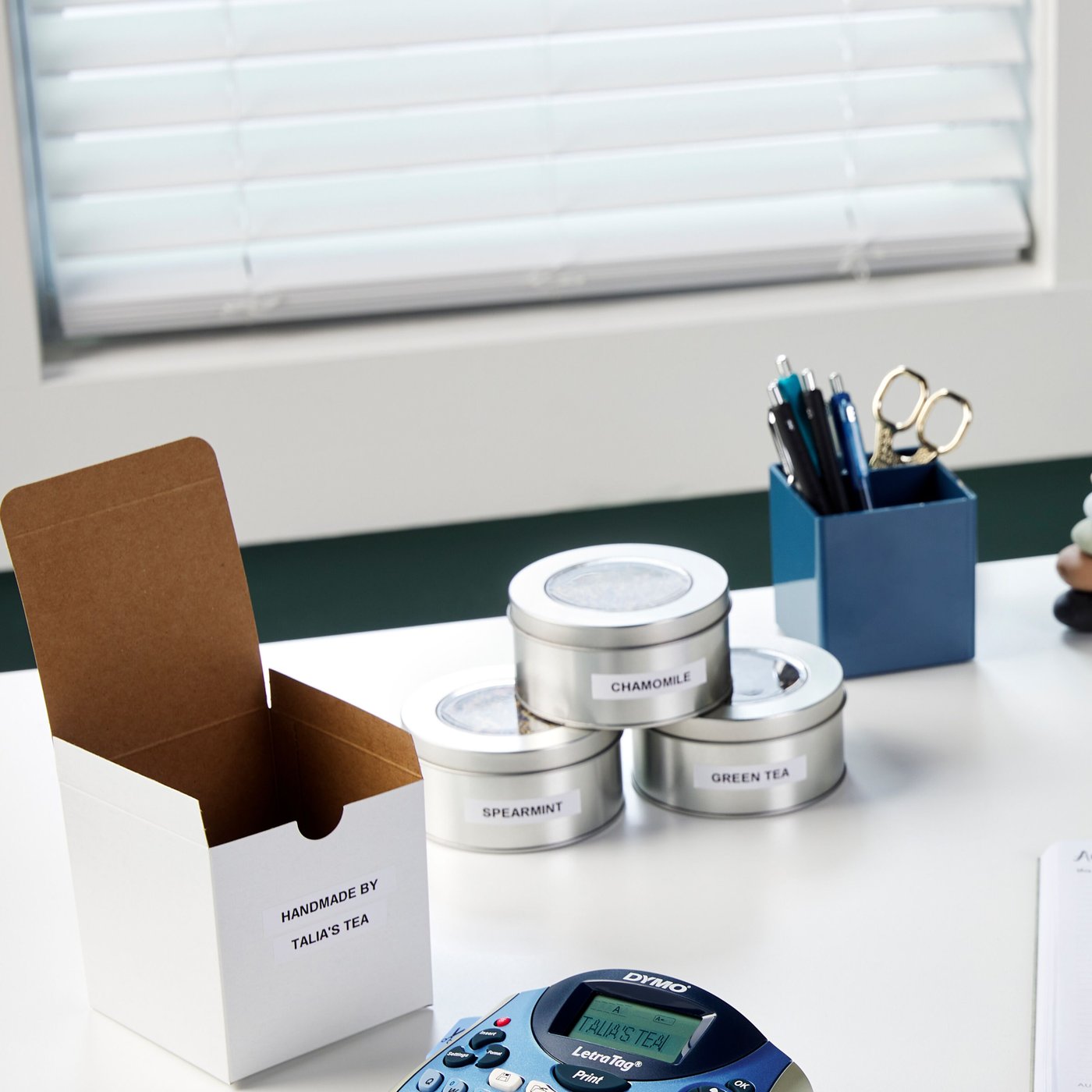 Dymo Letratag merketape av plast 12 mm Hvit