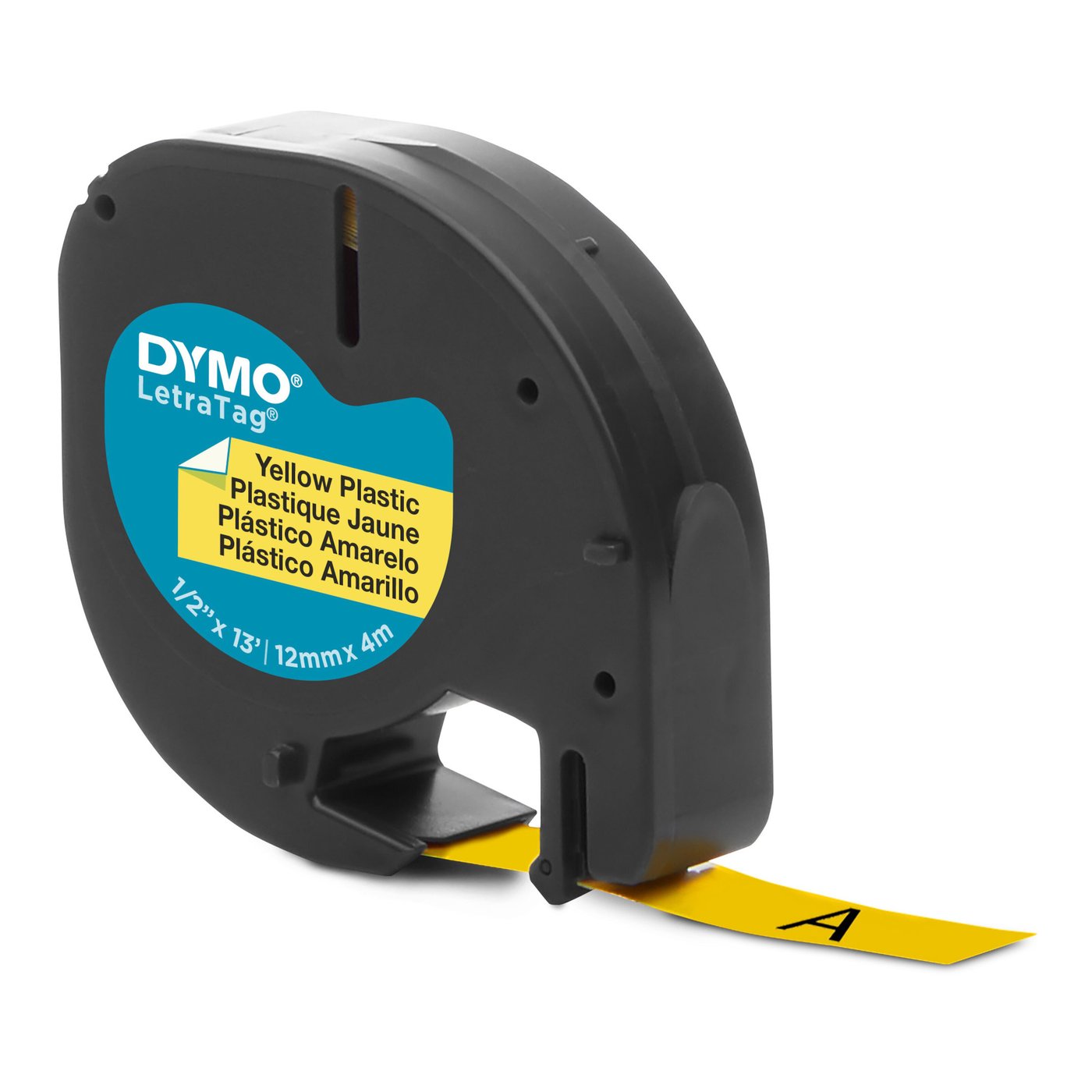 Dymo Letratag merketape av plast 12 mm Gul