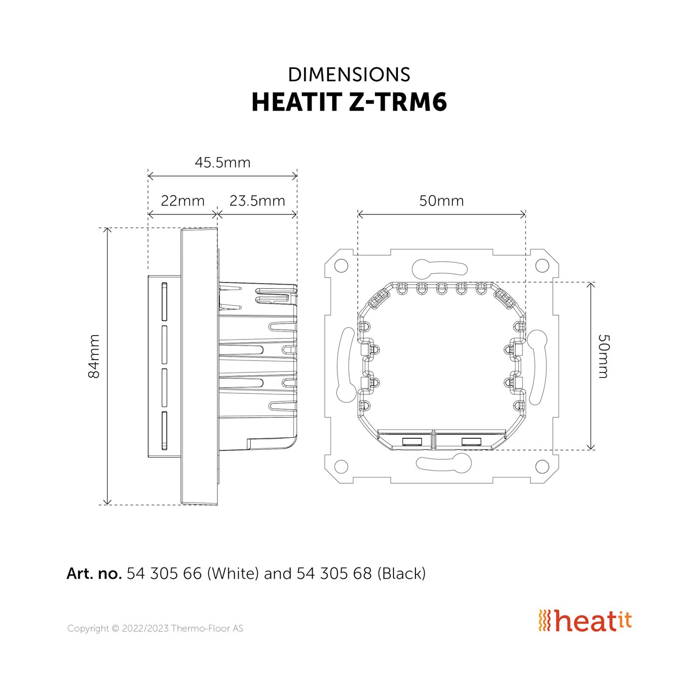 Heatit Z-TRM6 Termostat med Z-wave White
