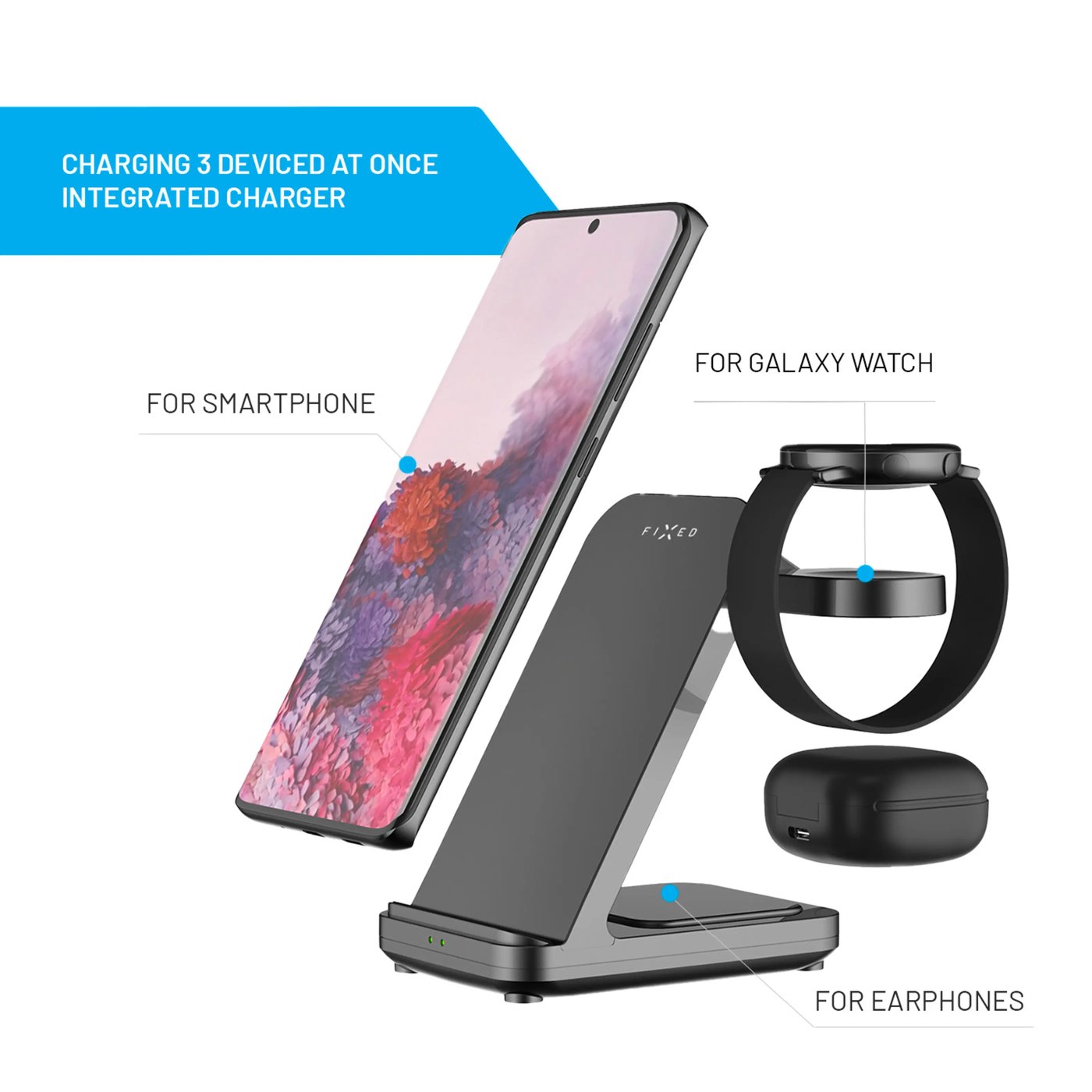Fixed Powerstasjon 3-in-1 Ladestasjon for Samsung