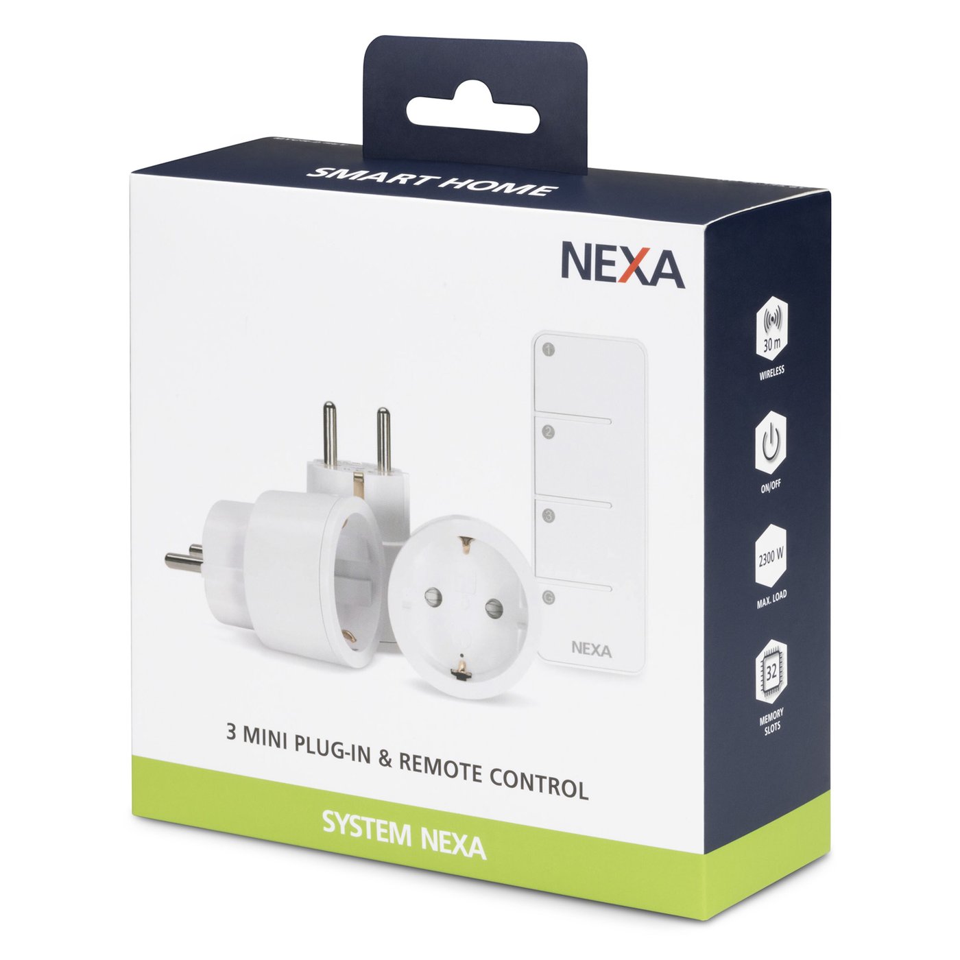 Nexa Fjernstrømbryterpakke med uttak og fjernkontroll 3-pk.