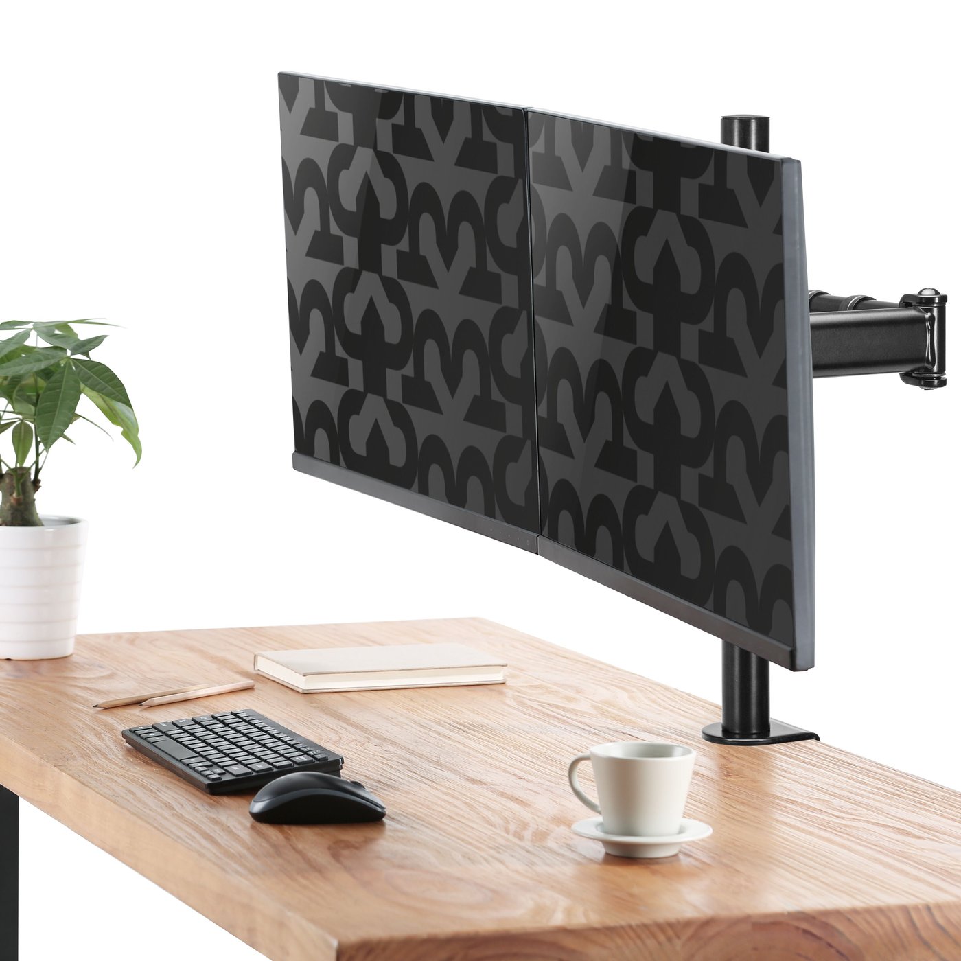 Plexgear Bordsfeste med 2 armer for skjermer opptil 27"