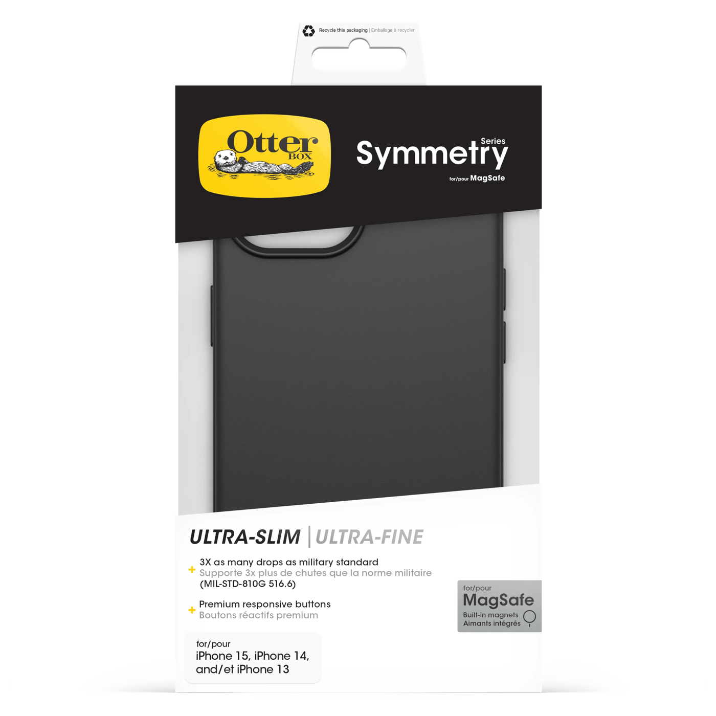 Otterbox Symmetry Magsafe för iPhone 13, 14, 15, 16e och 17e Svart