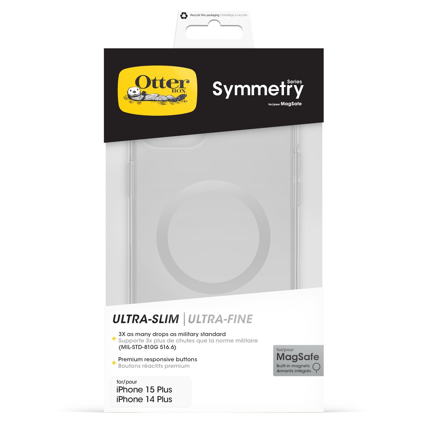 Otterbox Symmetry Magsafe for iPhone 14 Plus og 15 Plus Gjennomsiktig