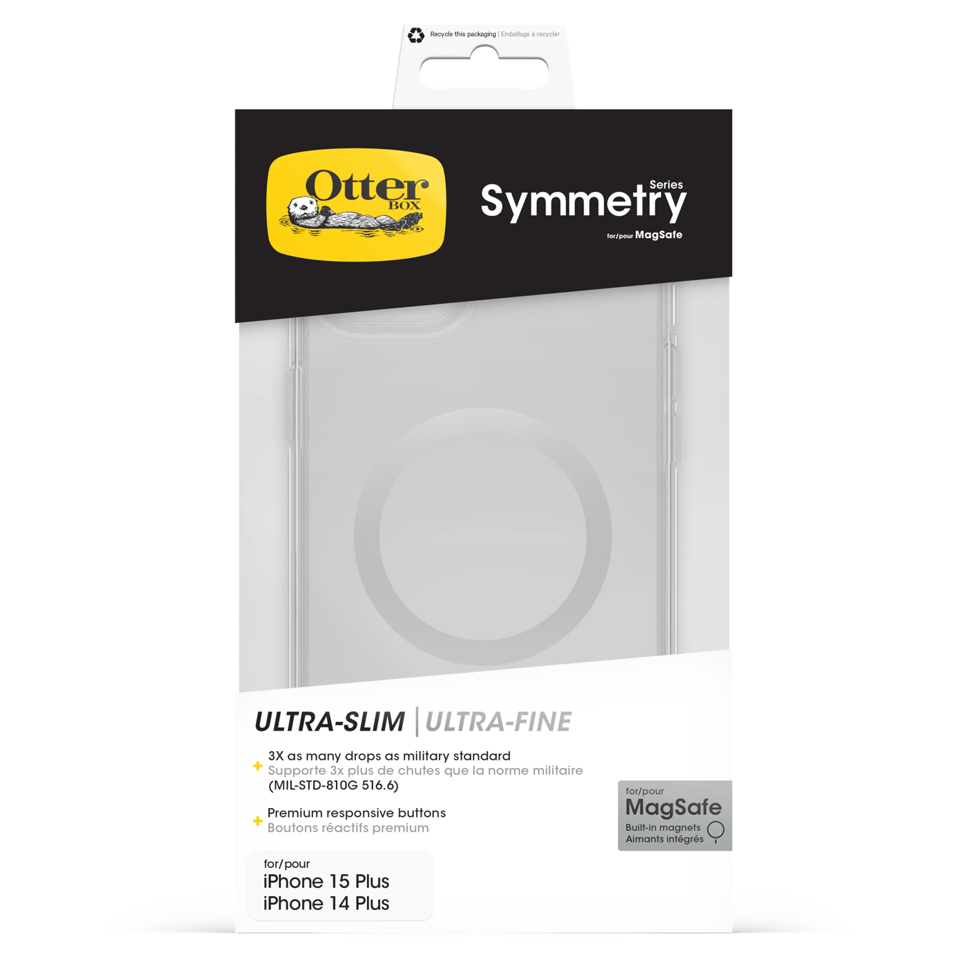 Otterbox Symmetry Magsafe for iPhone 14 Plus og 15 Plus Gjennomsiktig