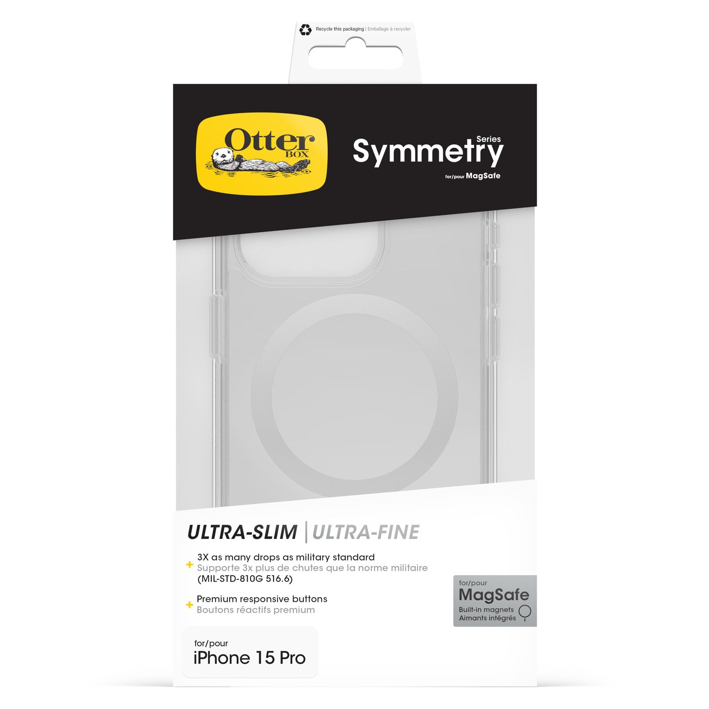 Otterbox Symmetry Magsafe for iPhone 15 Pro Gjennomsiktig