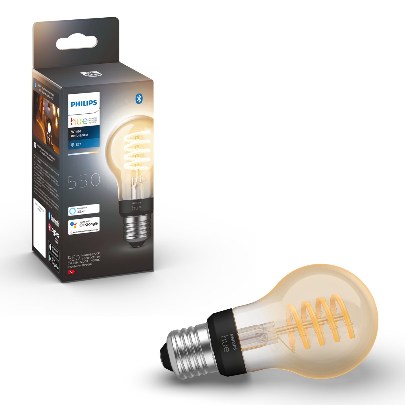 Philips Hue Filament A60 E27 Smart LED-pære 550 lm