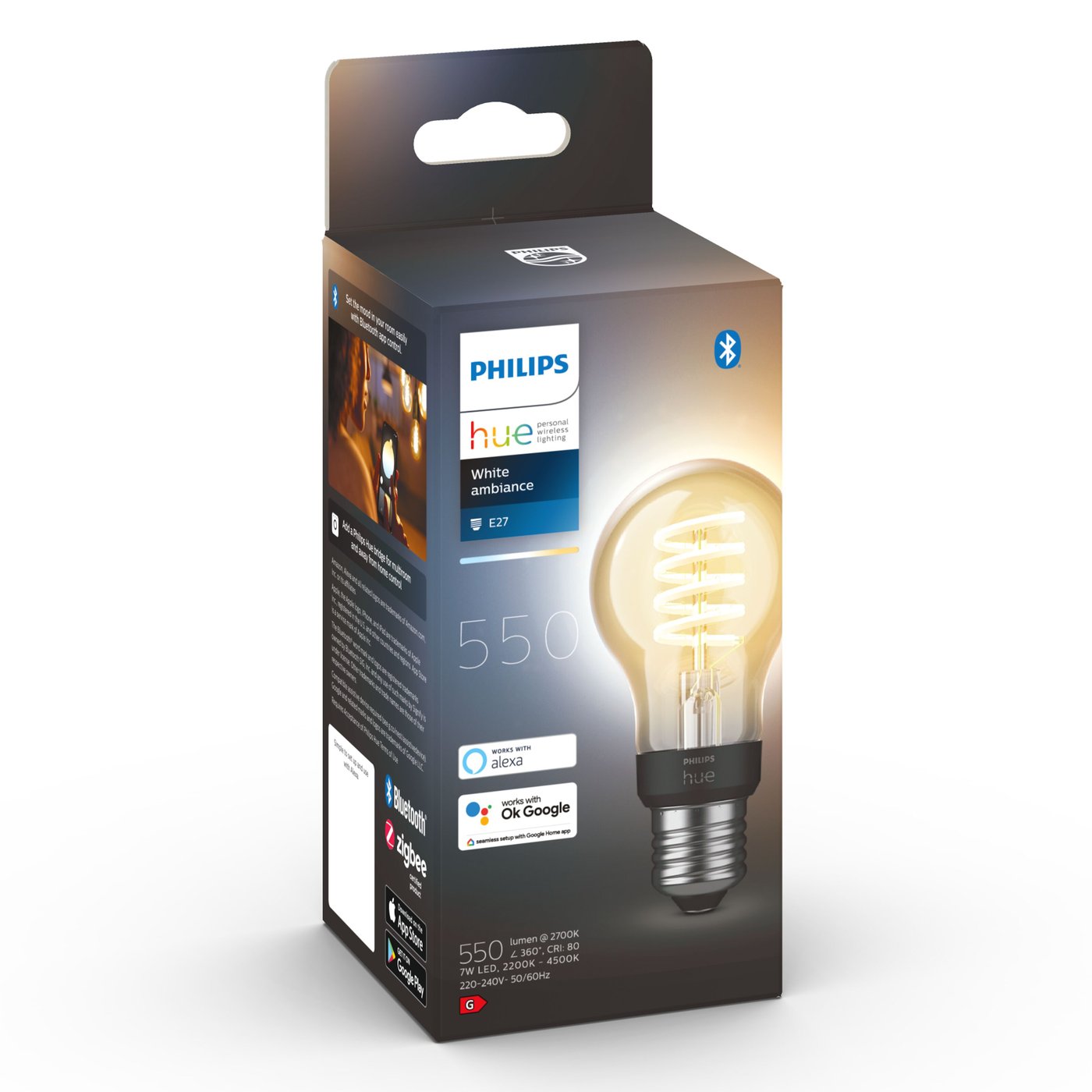 Philips Hue Filament A60 E27 Smart LED-pære 550 lm