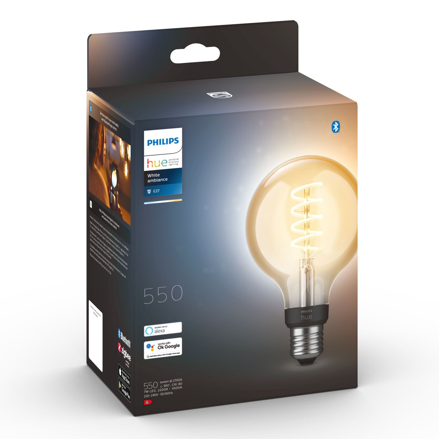 Philips Hue Filament G93 E27 Smart LED-pære 550 lm