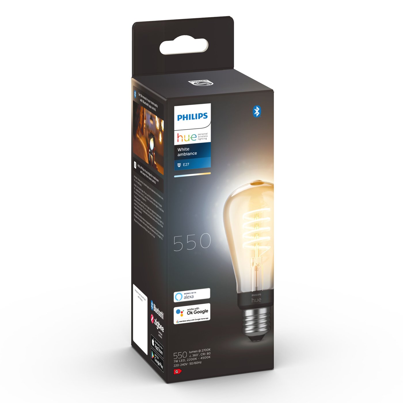 Philips Hue Filament ST64 E27 Smart LED-pære 550 lm
